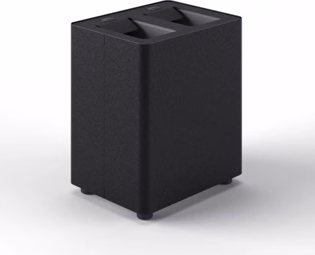 Pattumiera a 2 scomparti Giordanoshop da 16 L con contenitori interni rimovibili in acciaio verniciato nero, L: 33 cm, P: 25,5 cm, H: 39 cm