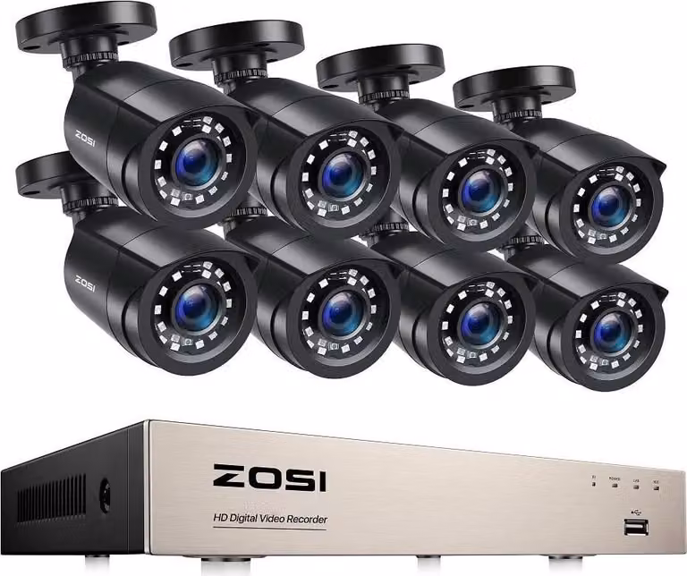 Sistema TVCC, 8CH, Visione notturna, Con 8 telecamere nere, Nessuno