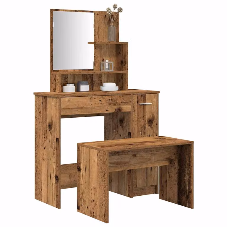 Set Tavolo da Toeletta vidaXL in Legno Multistrato Marrone