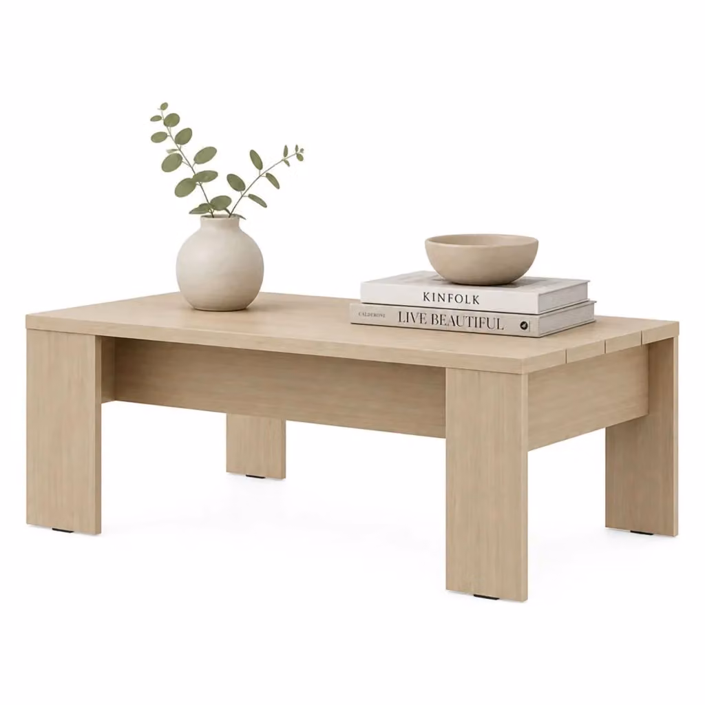 Bertona, Tavolino da Salotto Rettangolare in Rovere Marrone e Beige, L: 126 cm, P: 67 cm, H: 43 cm – 2