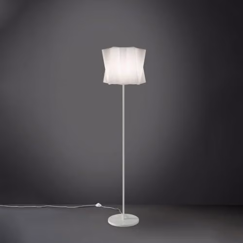 Linea Zero Piantana Base e Stelo in Metallo Folio Paralume Bianco Diametro 40x h164 cm
