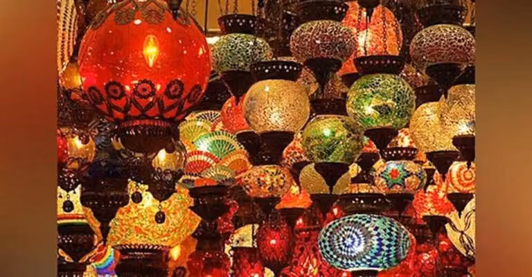 Lampada a sospensione mosaico dell'Asia orientale colorata - Lampada a sospensione mosaico turca per un ambiente caldo