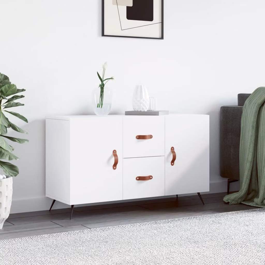 Credenza moderna vidaXL in legno e metallo bianca L/P/H: 100 x 36 x 60 cm