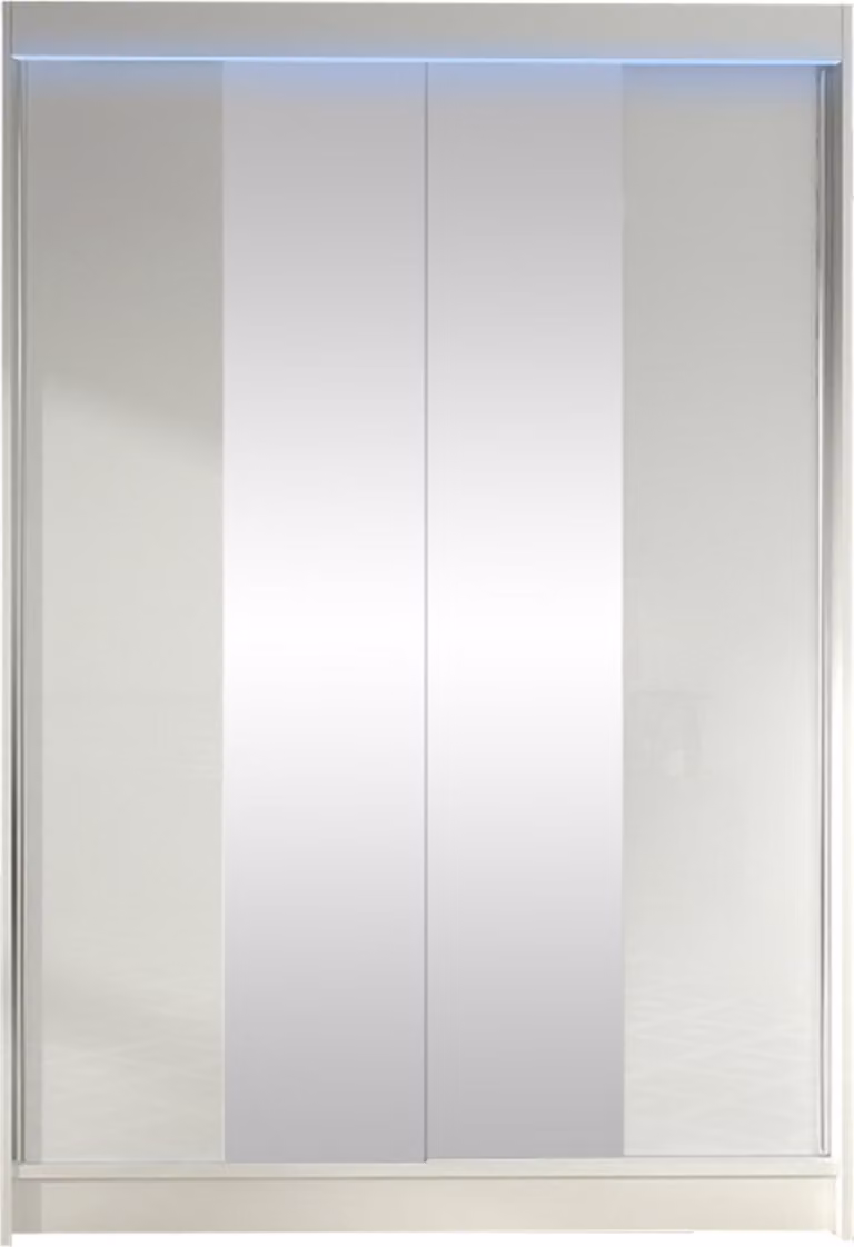 MIRJAN24 Armadio ad ante scorrevoli Lino II, armadio con specchio, guardaroba (bianco, con illuminazione LED RGB)
