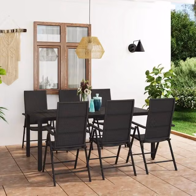 Set da Pranzo da Giardino 7 pz Nero 3060062