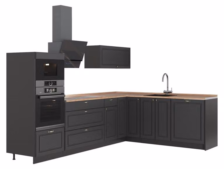 Cucina angolare completa Vicco Fame-Line Oro-antracite rustico/Antracite 287 x 207 cm, PL Rovere, Model 63454