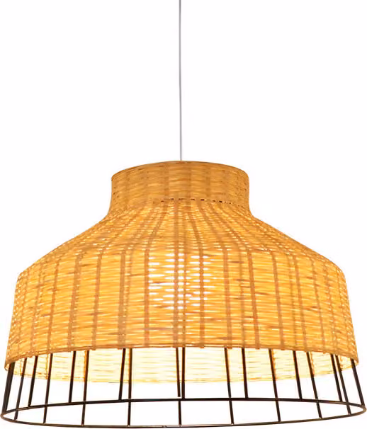 Fine Asianliving Bamboo Hanging Lamp Pendant Handmade - Trinity D40xH28cm Lampada a sospensione Illuminazione Bamboo Paralume Tessuto Lampada Illuminazione Rotan