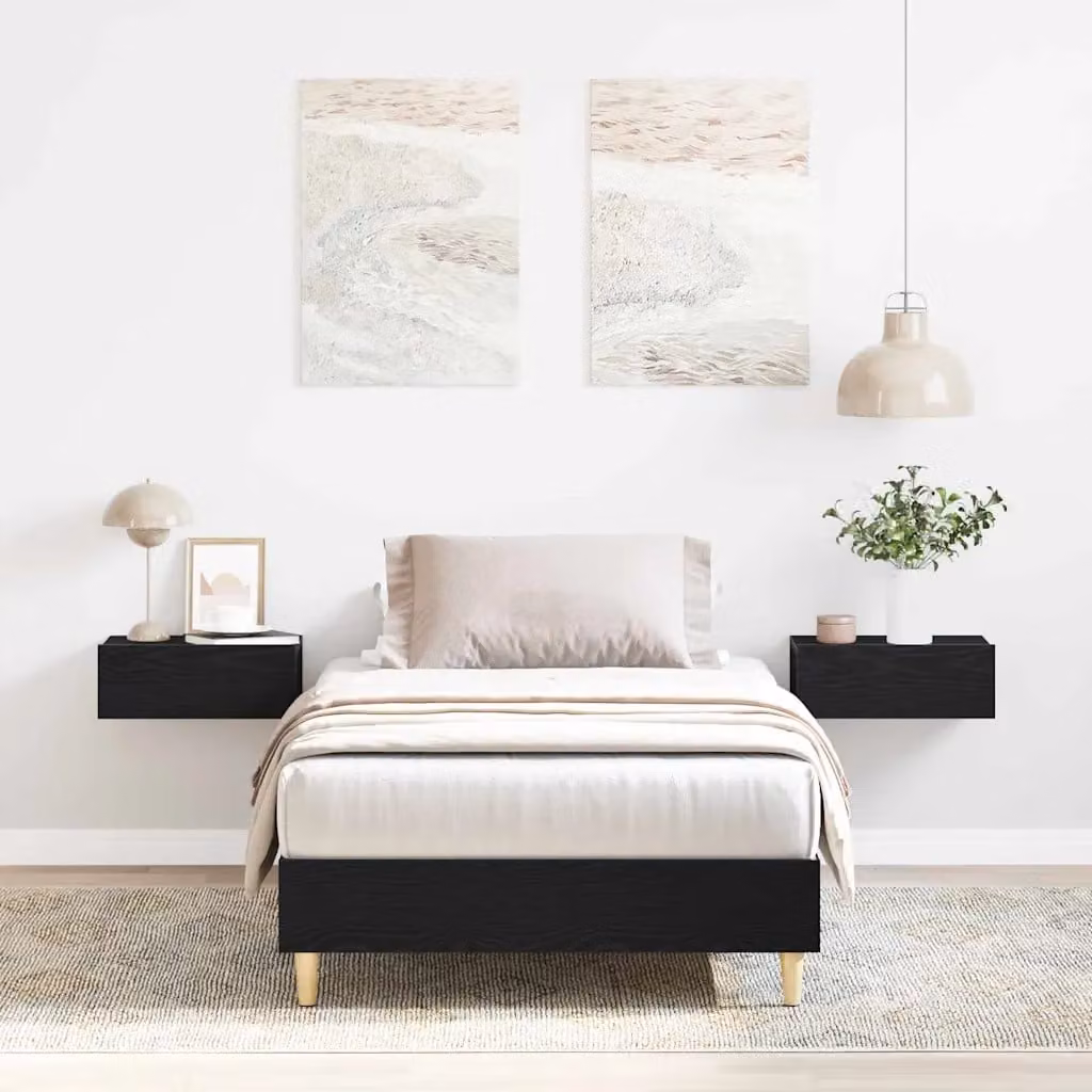 Struttura del letto moderna vidaXL in legno nero, L/P/H: 203 x 93 x 25 cm