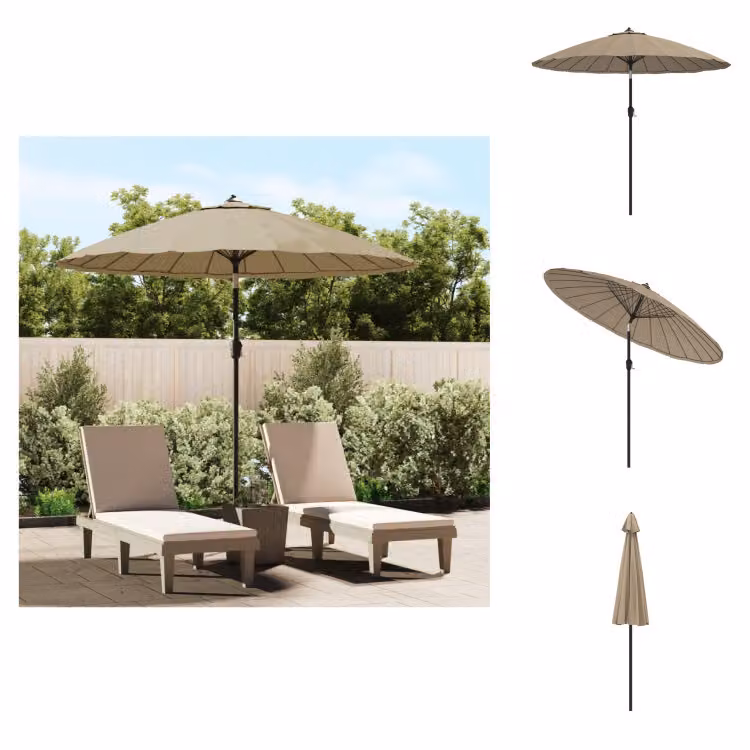 vidaXL Ombrellone con asta in alluminio 270 cm Taupe - Ombrelloni e tende da sole
