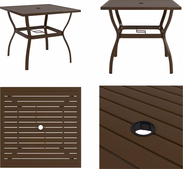 vidaXL Tavolo da giardino marrone 81,5x81,5x72 cm in acciaio - Tavolo da giardino - Tavoli da giardino - Tavolo - Tavoli