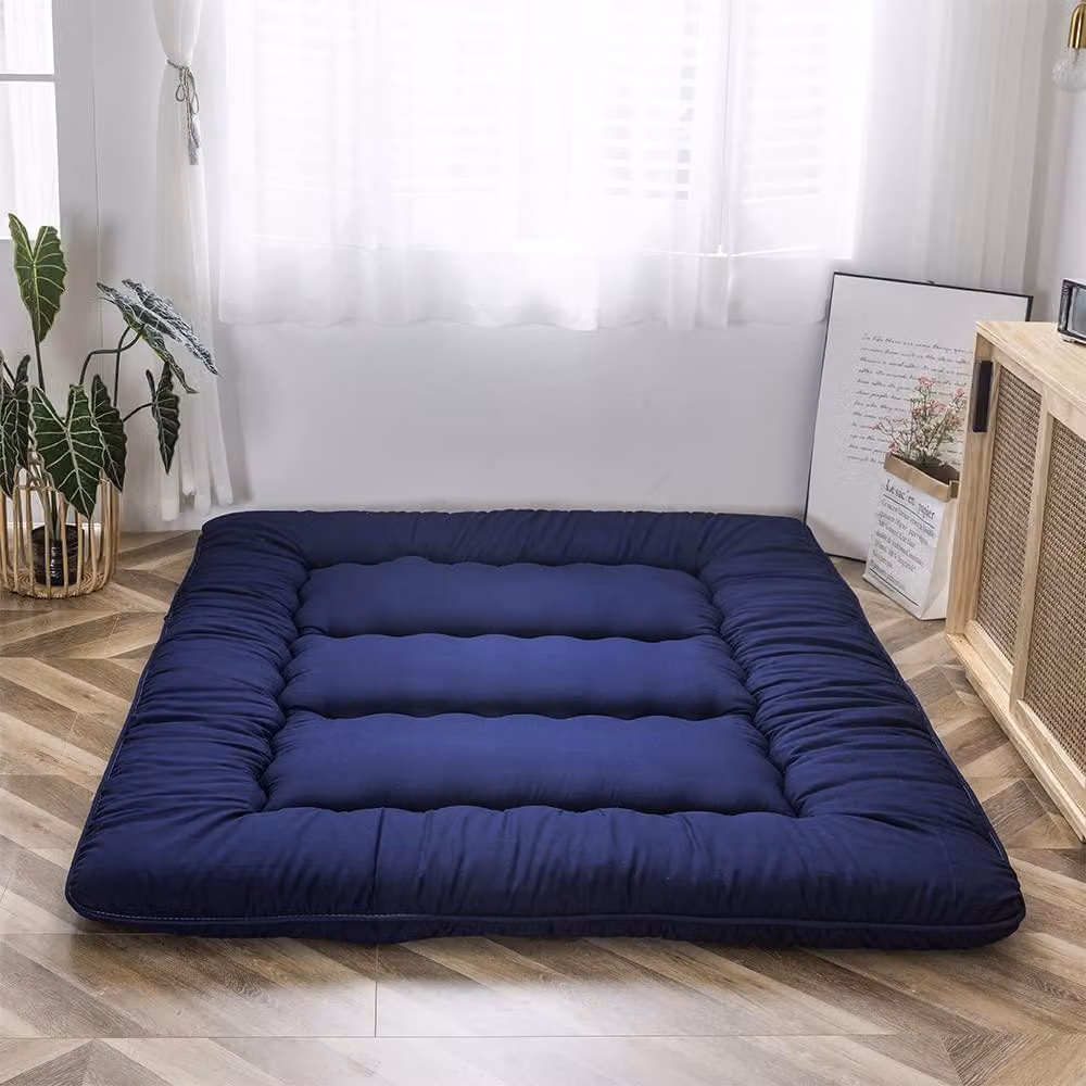 Materasso giapponese tipo futon, spesso 10 cm, dimensioni 150x200 cm, colore blu navy