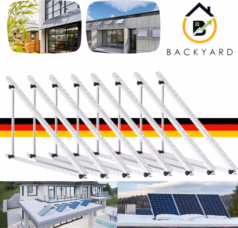 Set di staffe per centrale elettrica da balcone 118 cm per pannelli e moduli solari 4 coppie Montaggio facile dei moduli fotovoltaici 0% IVA