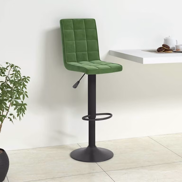 Sgabello da Bar vidaXL in Velluto Verde con Struttura in Metallo Moderno