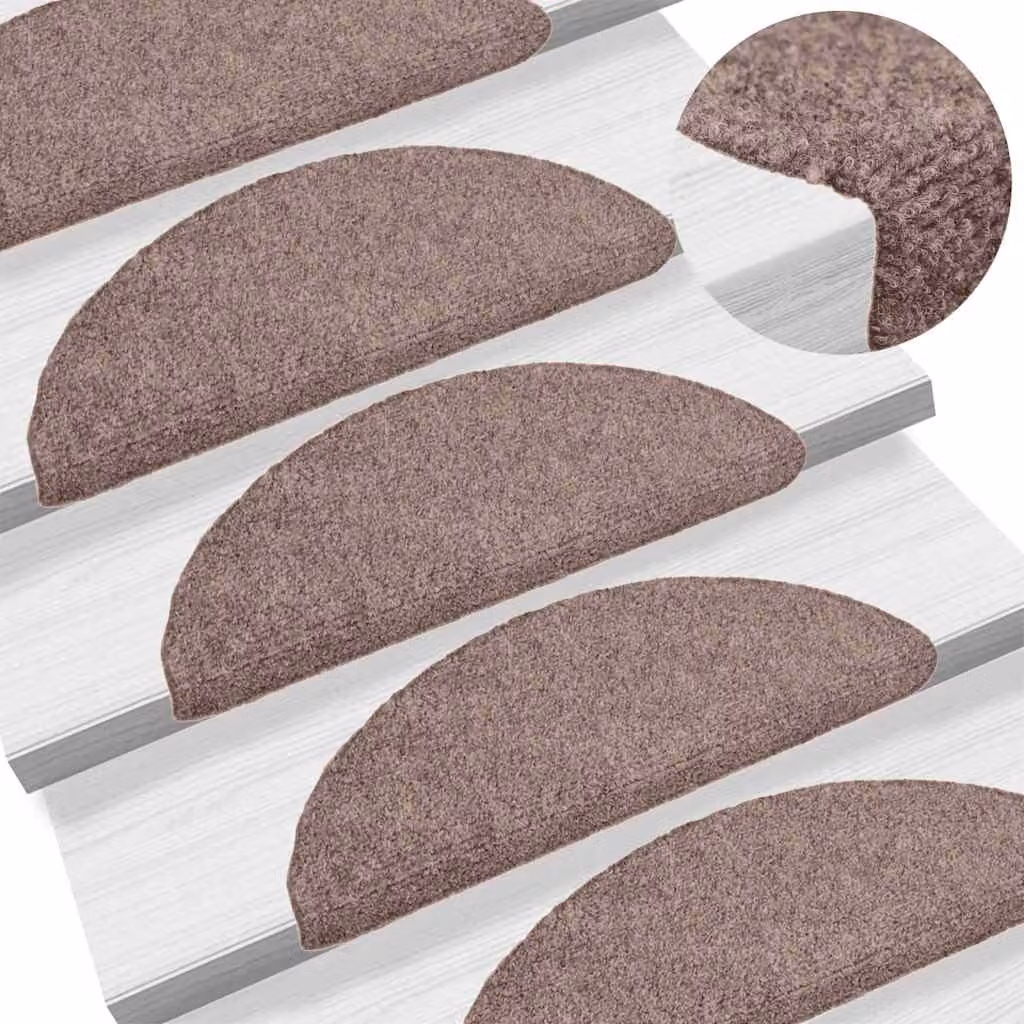 Set di 30 tappetini per scale autoadesivi vidaXL semicircolari in polipropilene, Marrone Chiaro, L/P/H: 56 x 17 x 3 cm