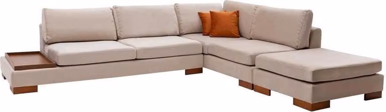 Beiges Stoffsofa Designer L-Form Couch Wohnzimmer Polster Stilvolle Couch