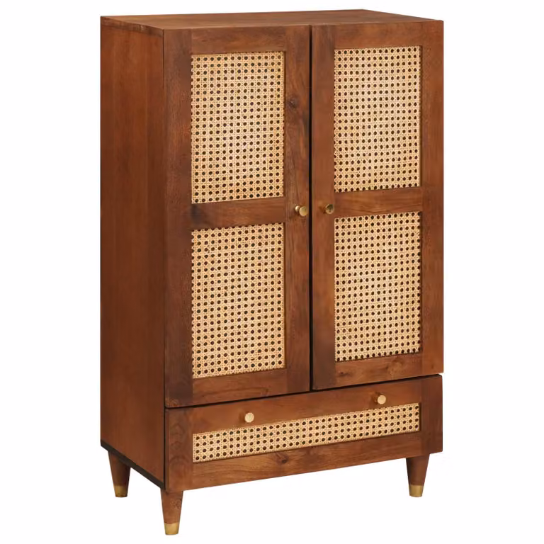 Mobile vidaXL in legno di mango massello marrone, L: 60 cm, P: 33,5 cm, H: 100 cm