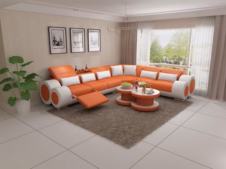 Ledersofa Couch Wohnlandschaft Ecksofa Eck Garnitur Design Modern Sofa G8035D