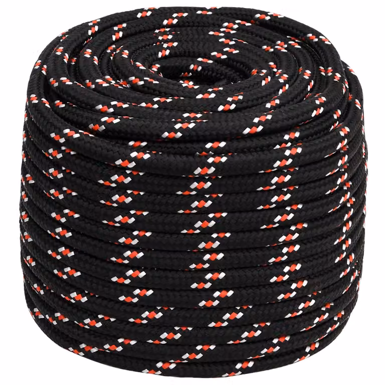 vidaXL Corda multiuso in plastica rivestita Nero e Rosso, Lunghezza: 100 m, Diametro: 16 mm