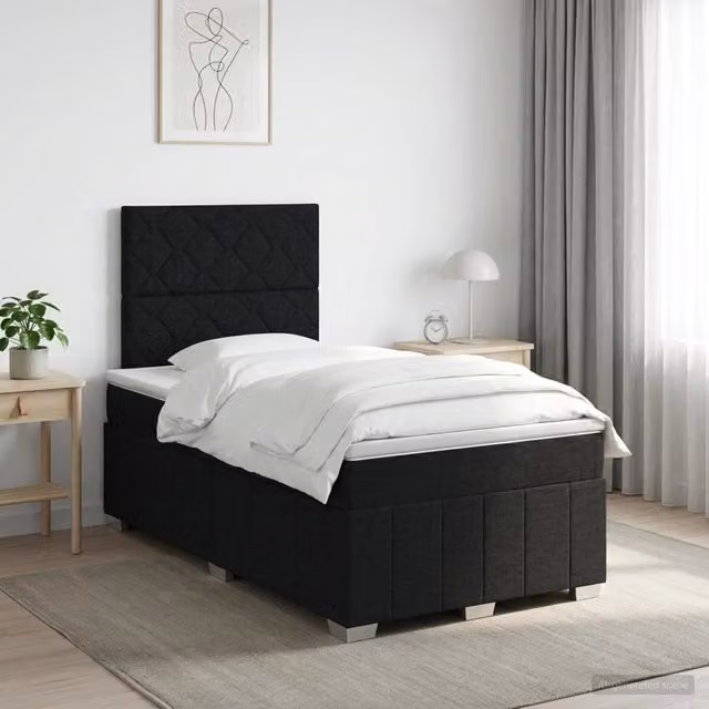 Letto box spring con materasso vidaXL in tessuto nero e bianco L/P: 120 x 200 cm – 1