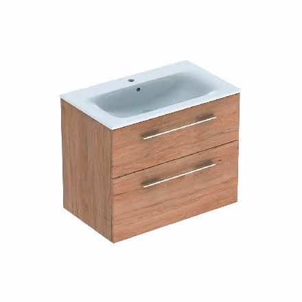 Geberit Selnova Square - Mobile lavabo 635x788x480 mm, con lavabo, 2 cassetti, noce chiaro 501.243.00.1