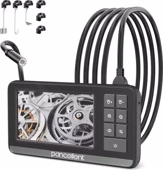 Endoscopio a schermo intero con display touchscreen IPS da 4,3 pollici e grado di protezione IP67, telecamera di ispezione portatile con 8 LED e cavo flessibile da 5 m