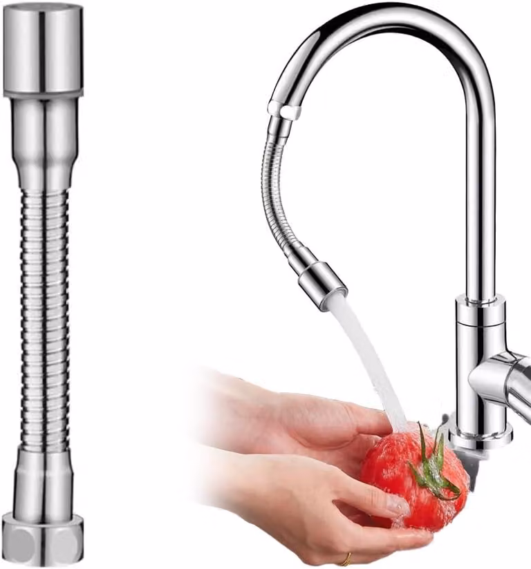 Prolunga per rubinetto da cucina, flessibile, 15 cm, girevole a 360 gradi, adatta per lavelli e lavabi