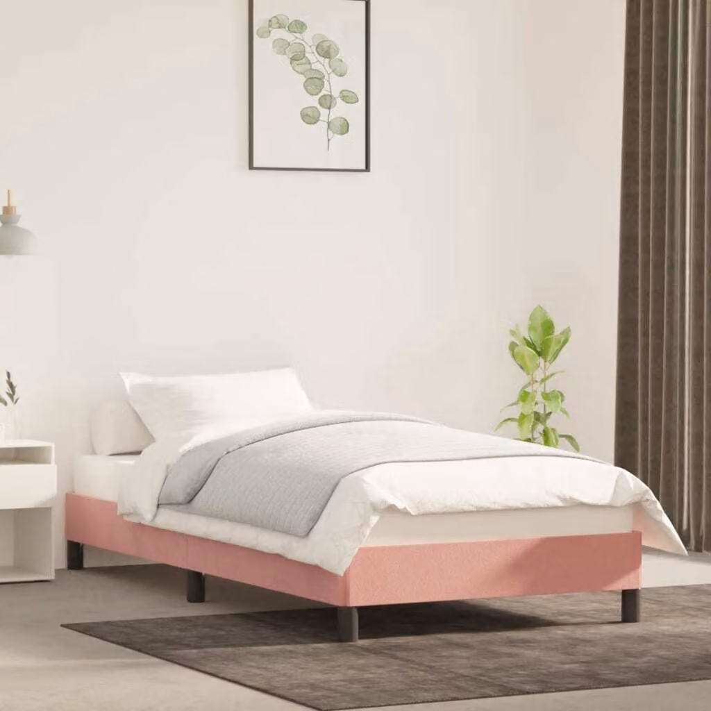 The Living Store Rete da letto rosa 80x200 cm in velluto