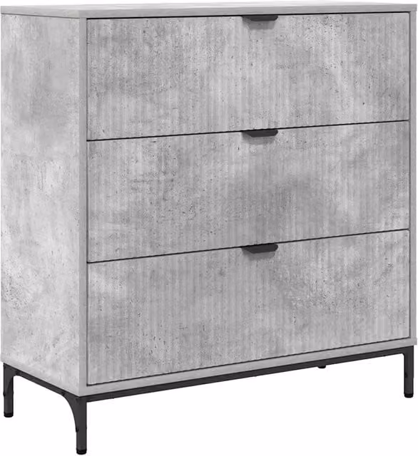 Credenza moderna in legno multistrato e metallo Grigio cemento L: 79,5 cm, P: 33 cm, H: 82 cm