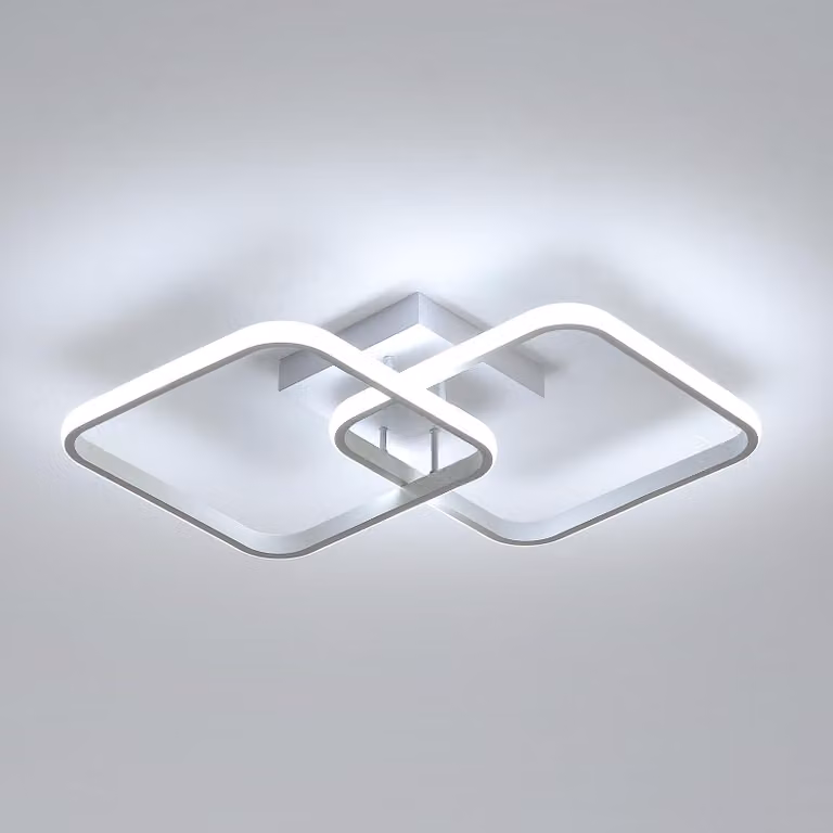 Lampada a soffitto LED moderna, forma a croce, 64x39 cm, 42W, bianco, 6500K (bianco freddo), alluminio. Lampada a soffitto geometrica ed elegante, ideale per soggiorno, camera da letto, sala da pranzo e ufficio