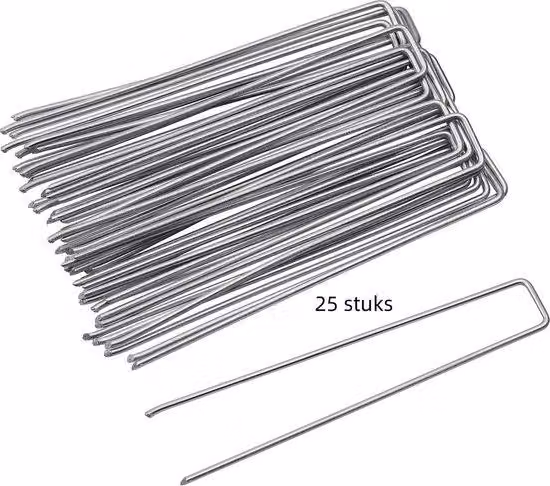 Set di 25 cacciaviti per giardino, terreno da giardino semplice, picchetti da giardino - 15 cm - acciaio zincato