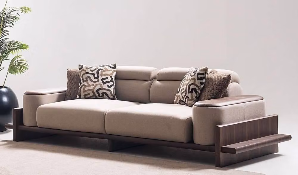 Brauner Moderner 3-Sitzer Wohnzimmer Polstersofa Designer Couch
