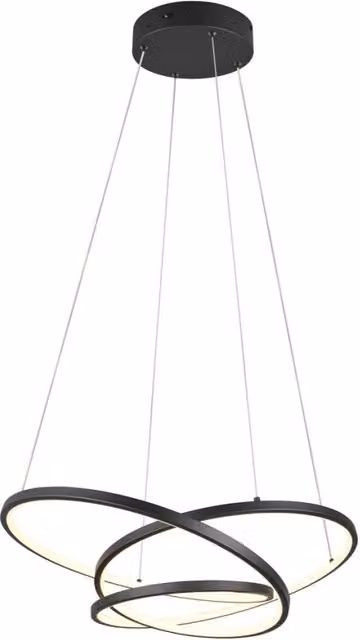Lampadario a sospensione LED Trio Leuchten Darvin nero opaco, dimmabile, 34W