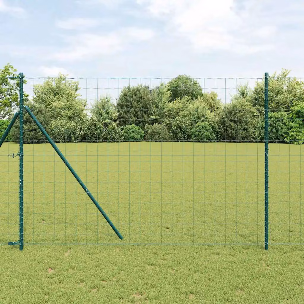 Recinzione in rete verde rivestita in PVC vidaXL per fissaggio a terra, L: 10 m, H: 1,6 m