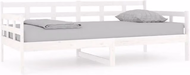 Letto singolo dormeuse per adulti in legno massello di pino bianco L 90 x P 190 cm