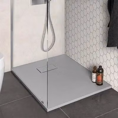 Piatto doccia rettangolare in resina serie Agorà INBAGNO grigio effetto pietra L: 90 cm, P: 70 cm