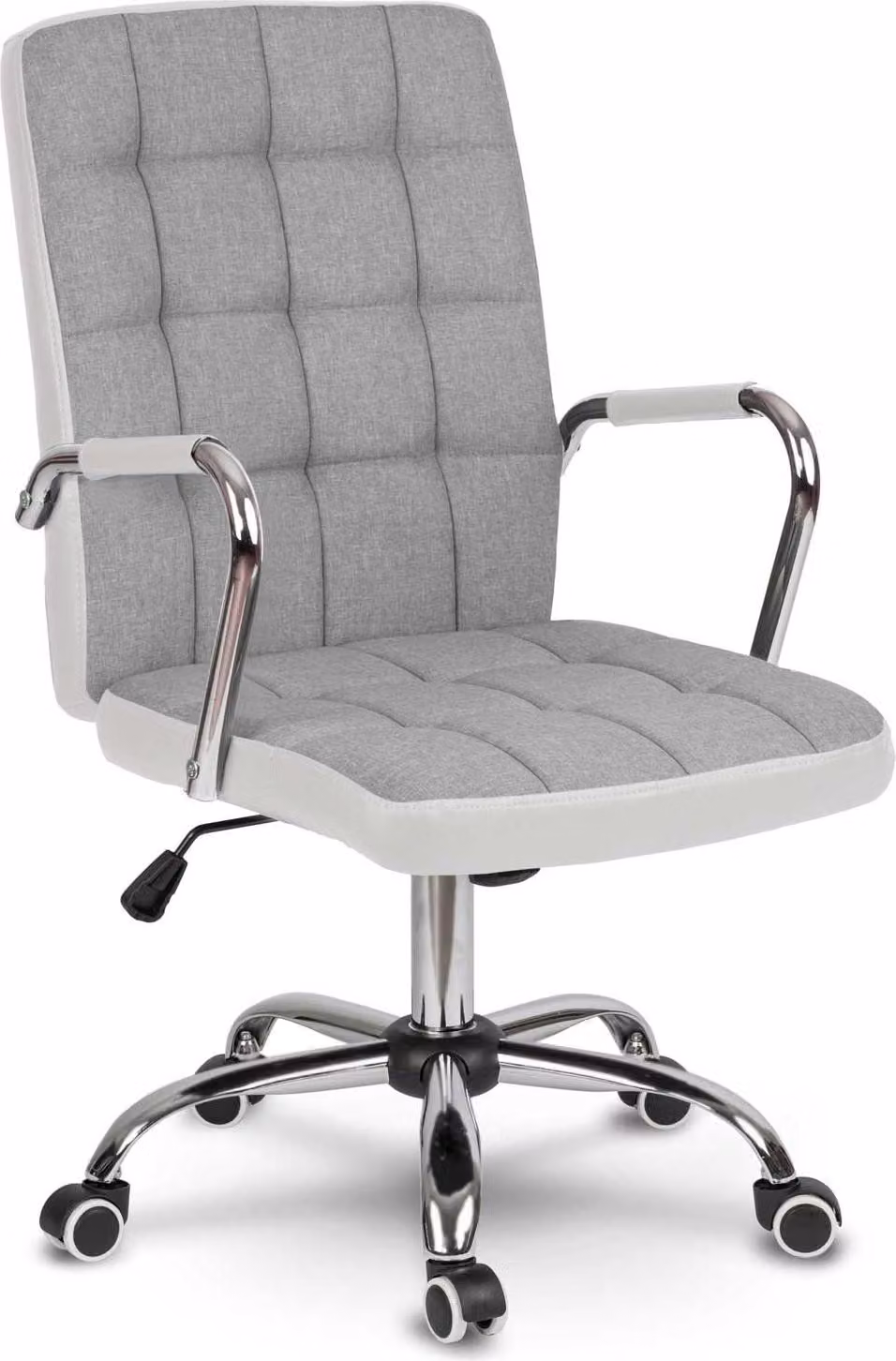 Sedia da ufficio in tessuto grigio e bianco Benton