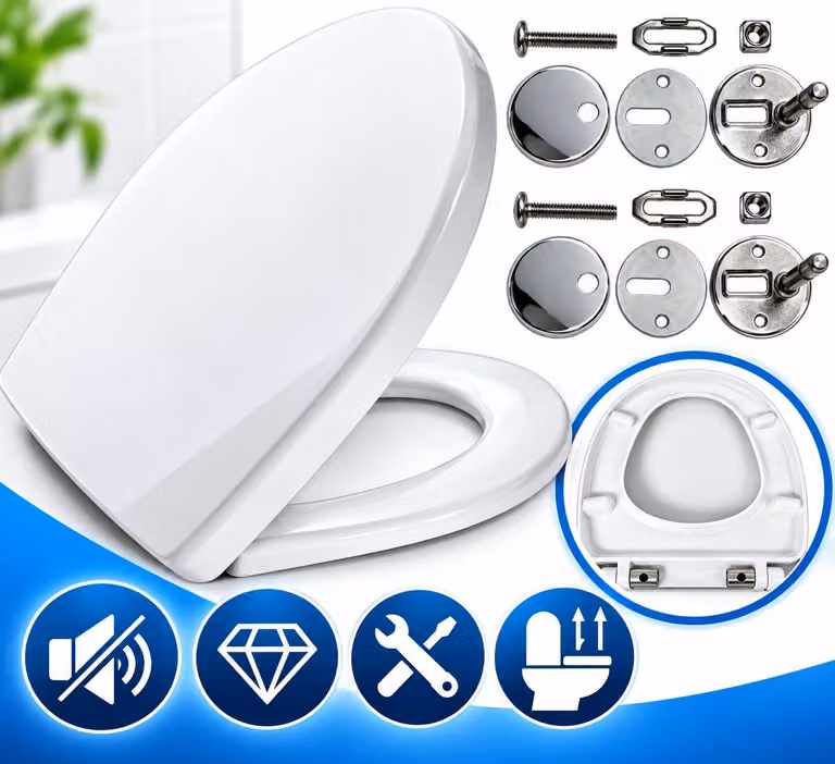 Copertura per WC compatibile con Geberit Allia Paris Exclusive, realizzata in Duroplast antibatterico con sistema di chiusura ammortizzata, adatta a Vetroceramica da 52 cm