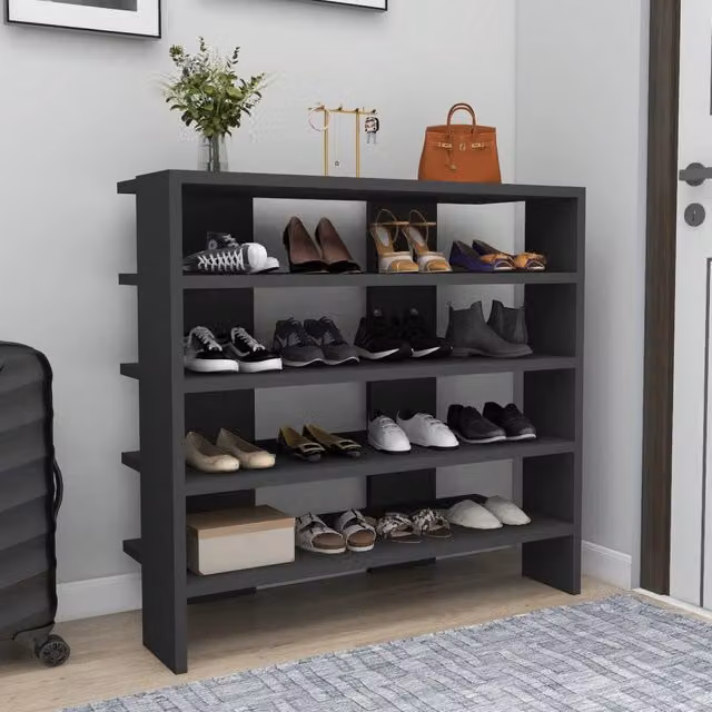 Scarpiera DMORA Offida per 16 paia di scarpe, colore nero, L: 76 cm, P: 31 cm, H: 72 cm