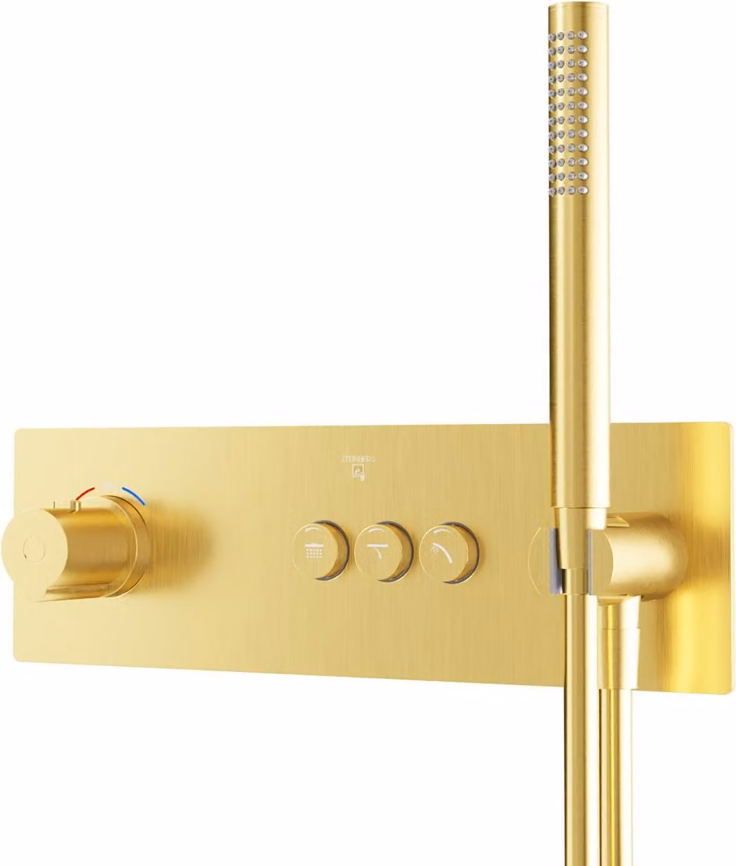 Steinberg Série 390 Mitigeur de douche/bain, thermostat encastré, douchette à main incluse, flexible de douche, 3 consommateurs, 39042322BG, 39042322BG