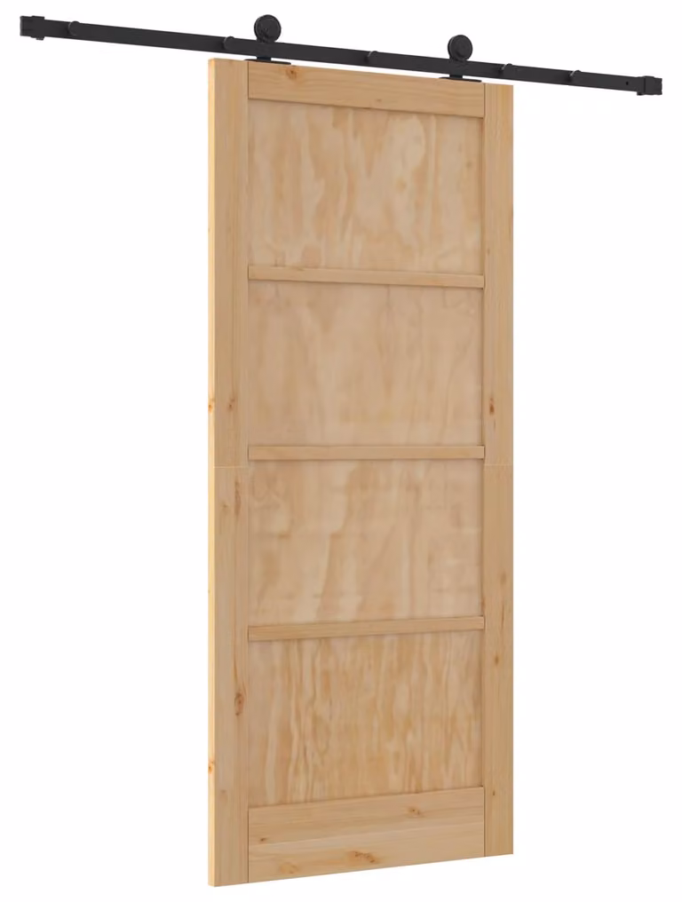 Porta scorrevole Naturale e Nero 86 x 198,5 cm