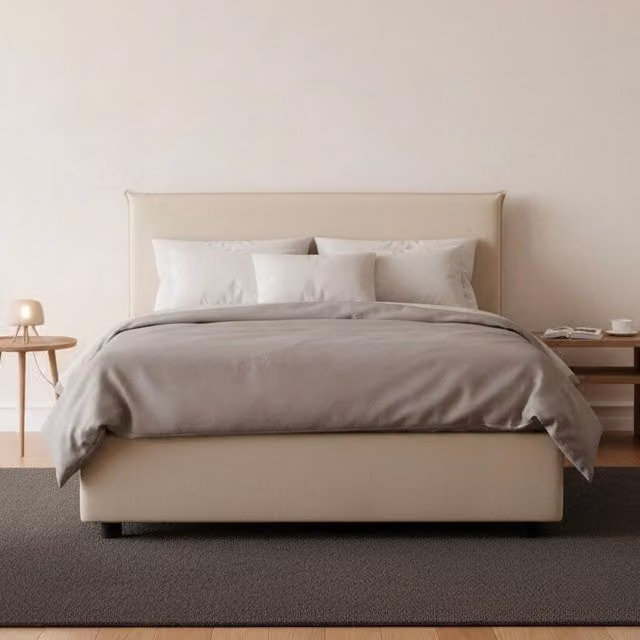 Letto Alvino Talamo Italia con Materasso Incluso, Base a Salire, Beige, L/P: 120 x 200 cm