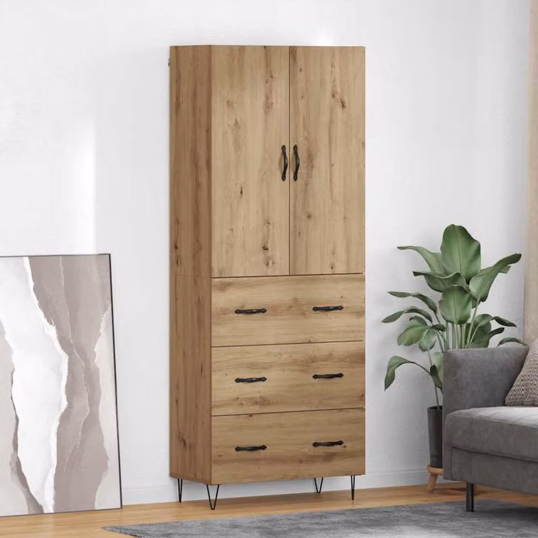 Set di 2 credenze vidaXL in stile moderno color marrone, L/P/H: 69,5 x 34 x 180 cm