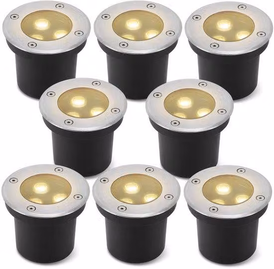 Faretti da incasso a LED per esterni - Impermeabili IP65 - 3 Watt, 300 lumen - Bianco caldo - Forma rotonda