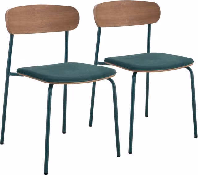 Oviala - Set di 2 sedie impilabili in legno verde kaki
