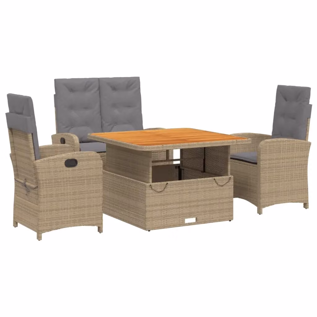 Set da Pranzo da Giardino vidaXL in Legno di Acacia Olio con 4 Sedute e Cuscini Beige – 2
