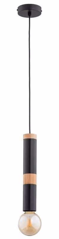Lampada a sospensione AKORD nero-legno chiaro 1xE27x15W legno, dimensioni: 85x10x10 cm, IP20 Alfa