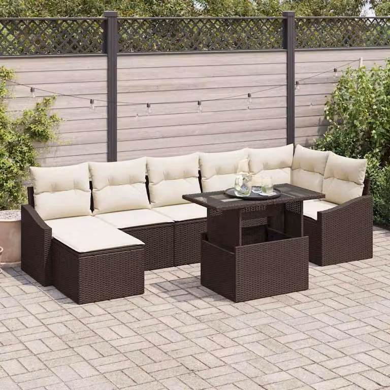 Maison Exclusive - Set da giardino composto da 8 pezzi, color marrone e crema
