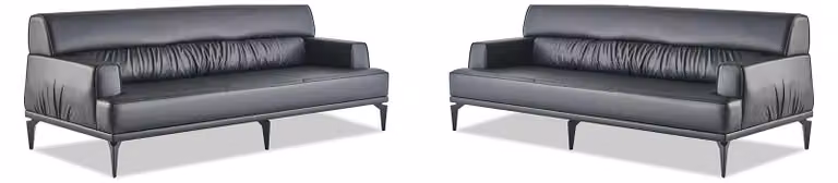 Sofas Leder Sofa-Set Schwarz 3-Sitzer Dreisitzig Ledersofas Couch Modern