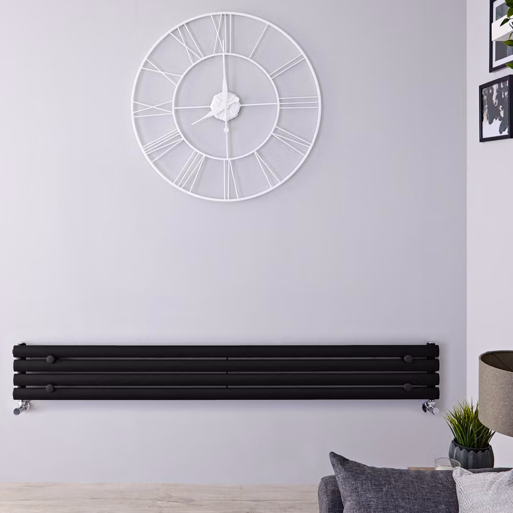 Radiatore di Design Orizzontale - Pannello Singolo - 236mm x 1780mm - Nero - Revive