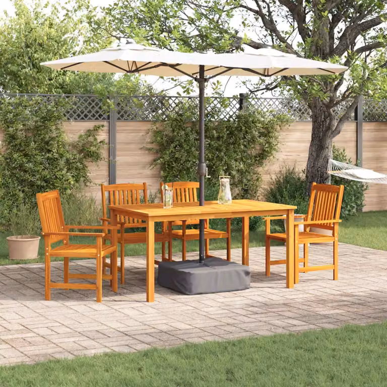 Maison Exclusive - Set da pranzo per esterno, 5 pezzi, legno massello di acacia, color marrone